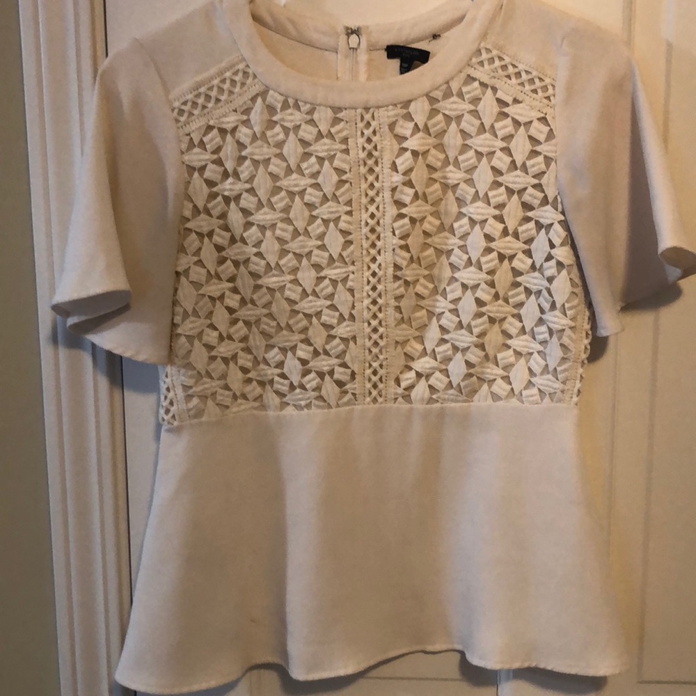 Ann Taylor petites blouse, cream. Gorgeous detailing.